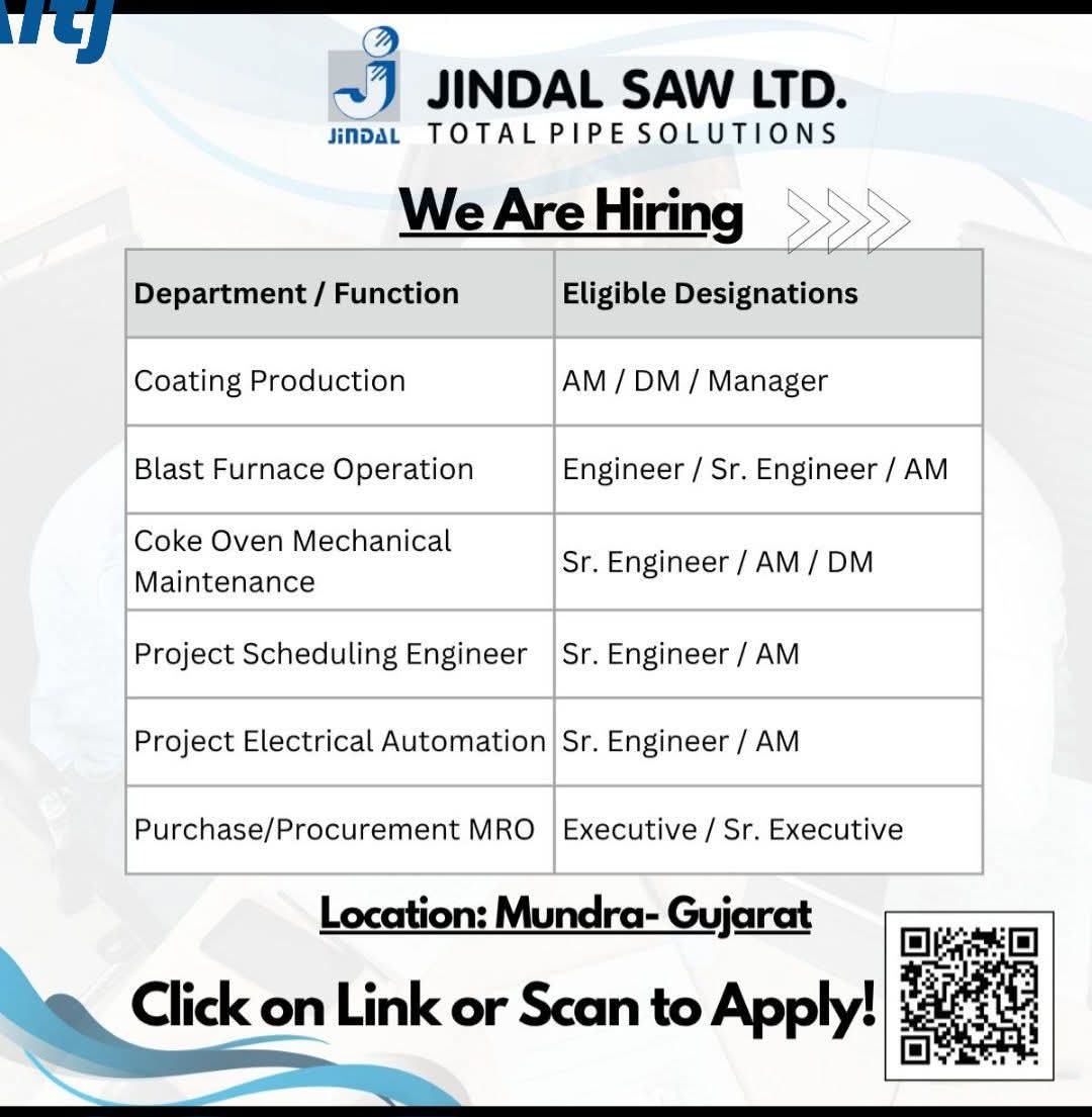 Career Opportunities At Jindal Saw Ltd.