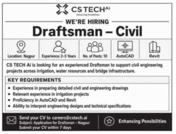 Civil Draftsman Recruitment Job Advertisement by CST