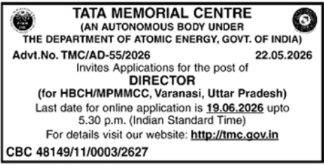 Director Recruitment Notification at Tata Memorial Centre Varanasi