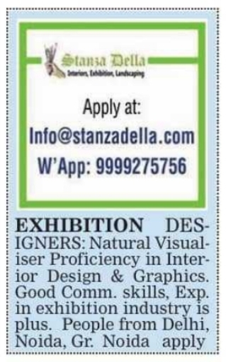 Exhibition and Interior Designer Hiring by Stanza Della