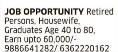 Freelance or Part-Time Income Opportunity for Seniors and Homemakers
