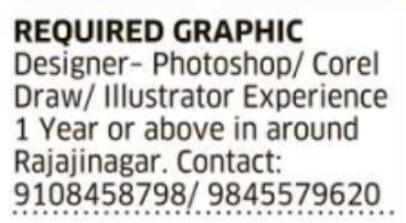 Graphic Designer Vacancy in Rajajinagar