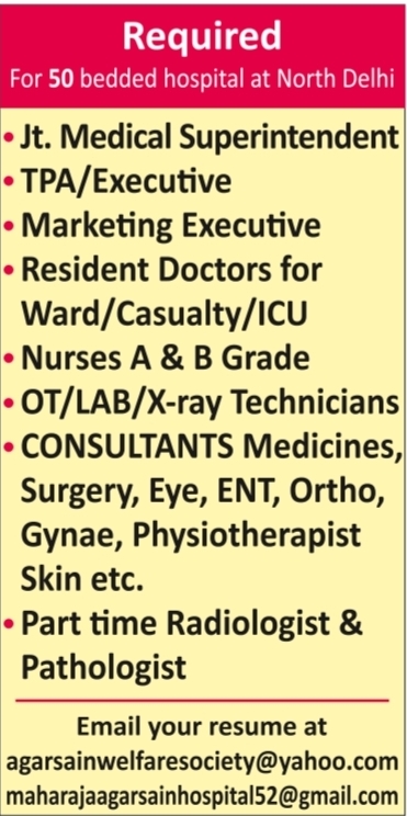 Healthcare and Medical Staff Recruitment at Maharaja Agarsain Hospital