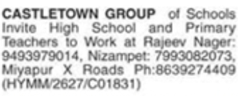 High School and Primary Teacher Vacancies at Castletown Group of Schools