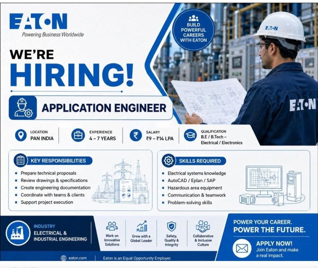 Hiring: Application Engineer at Eaton (Pan India)