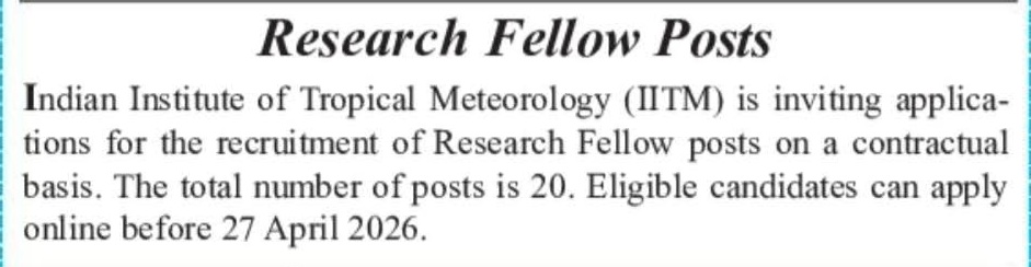 Hiring At Indian Institute of Tropical Meteorology (IITM)