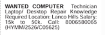 Hiring Computer Technician