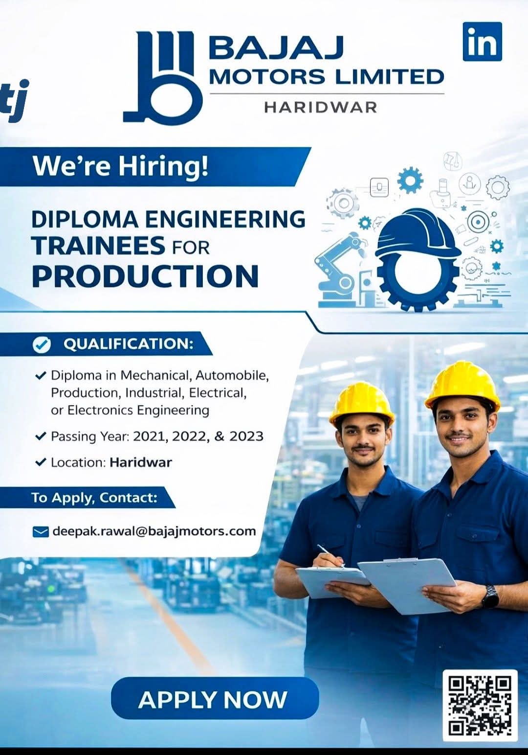 Hiring Diploma Engineering Trainees