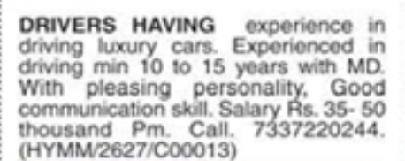 Hiring Driver