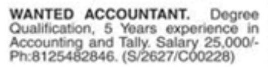 Hiring: Experienced Accountant Needed