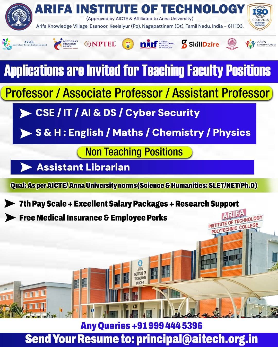 Hiring: Faculty and Staff Positions at Arifa Institute of Technology