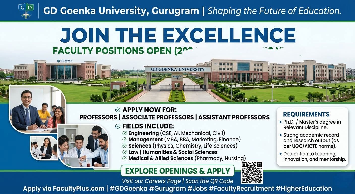 Hiring: Faculty Positions at GD Goenka University