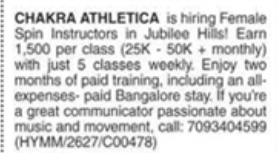 Hiring Female Spin Instructors