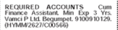 Hiring Finance Assistant