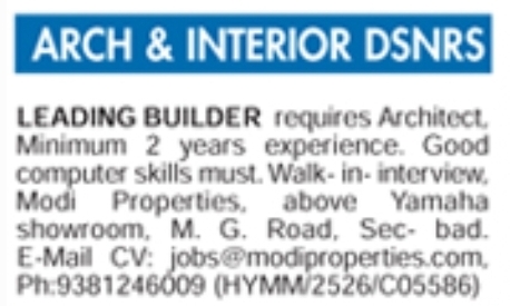 Hiring For Architect