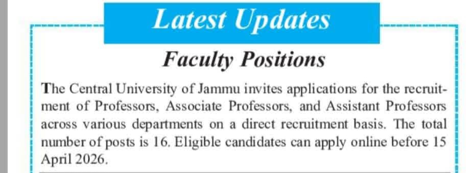 Hiring For Central University of Jammu
