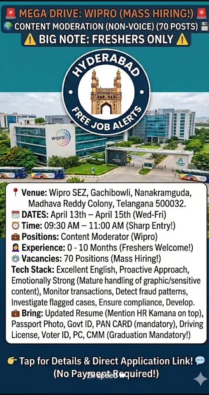 Hiring For Content Moderator Roles (Non-Voice)