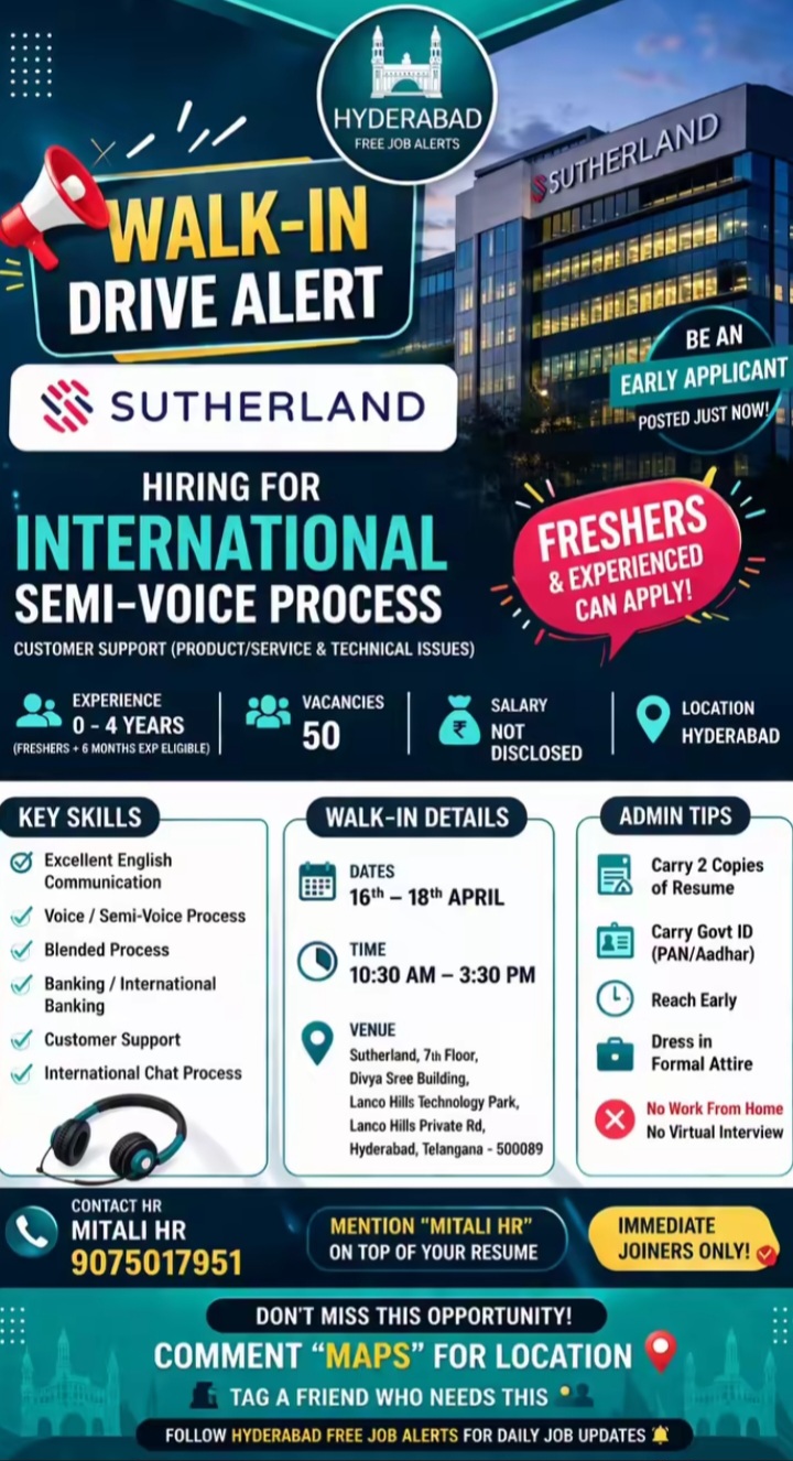 Hiring For International Semi-Voice Process Roles