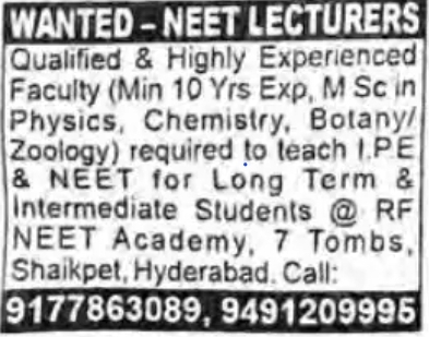 Hiring for Neet Lectures