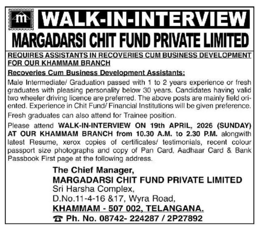 Hiring for Recoveries cum Business Development Assistants