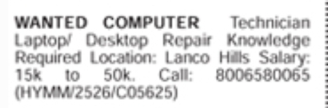 Hiring For Technician