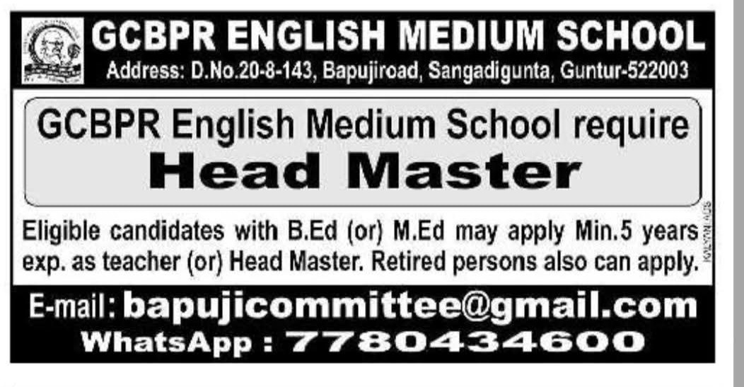 Hiring Head Master