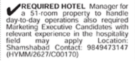 Hiring Hotel Manager