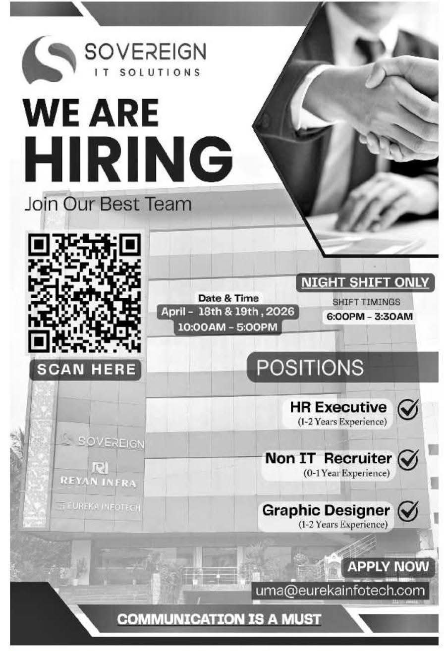 Hiring HR Executive, Non-IT Recruiter, and Graphic Designer