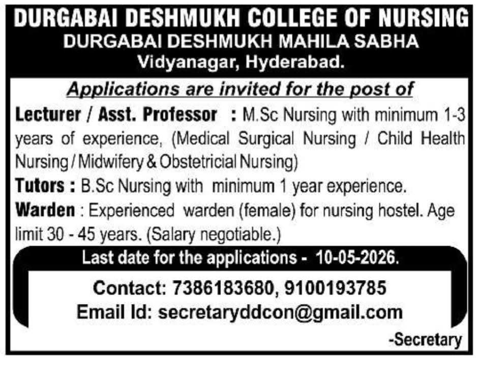 Hiring: Lecturers, Asst. Professors, Tutors & Warden