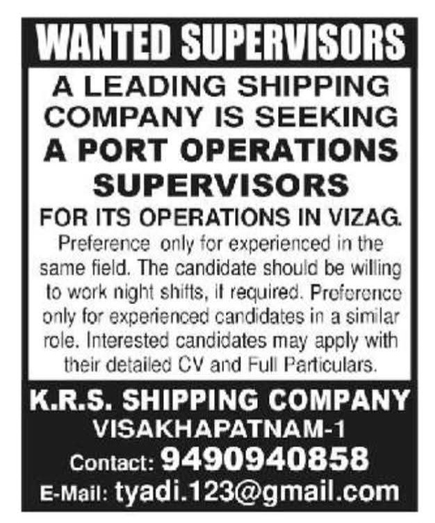 Hiring Port Operations Supervisors