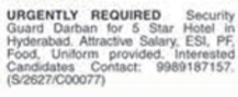 Hiring Security Guards/Darbans