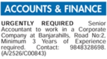 Hiring Senior Accountant