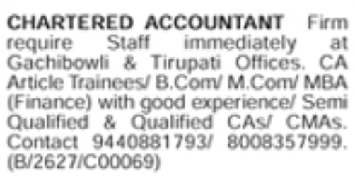 Hiring Staff at Chartered Accountant Firm