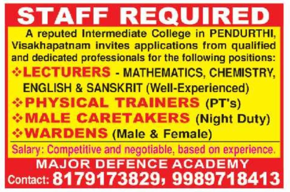 Hiring Staff At Major Defence Academy