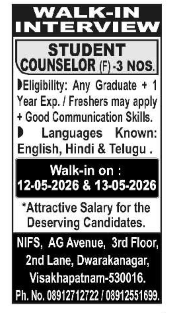 Hiring: Student Counselors at NIFS