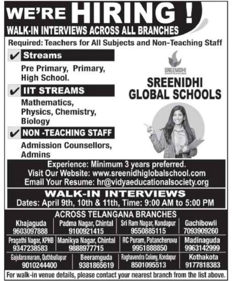 Hiring Teaching & Non Teaching Staff