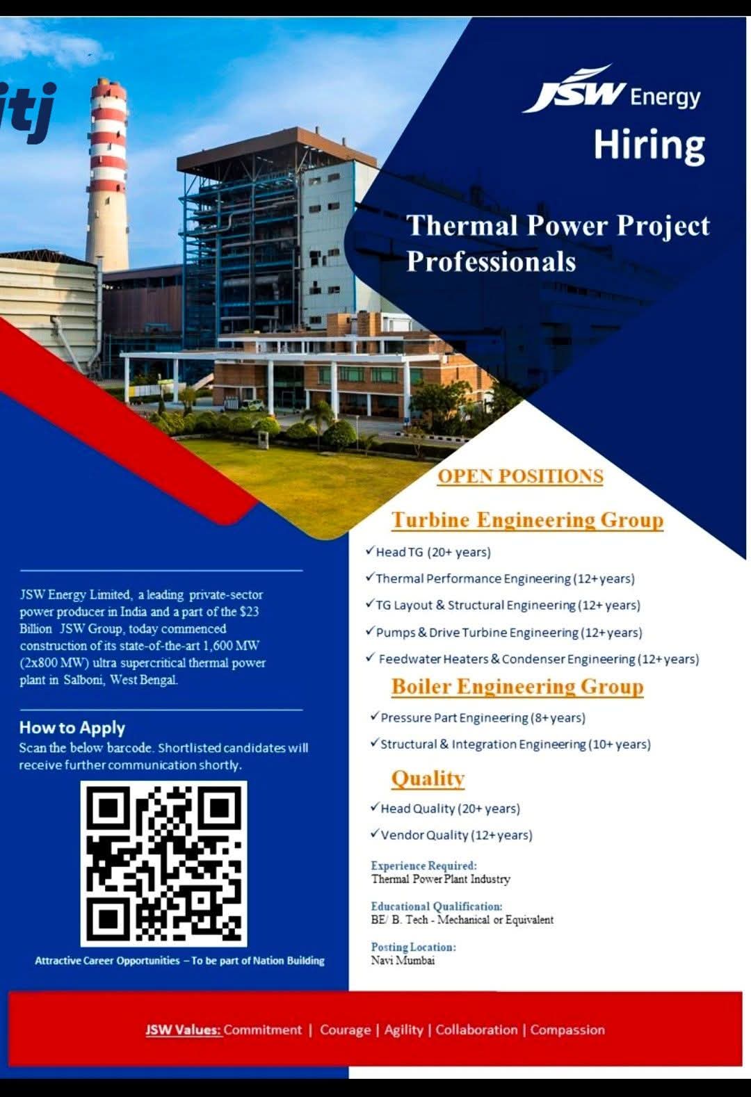 Hiring  Thermal Power Project Professionals