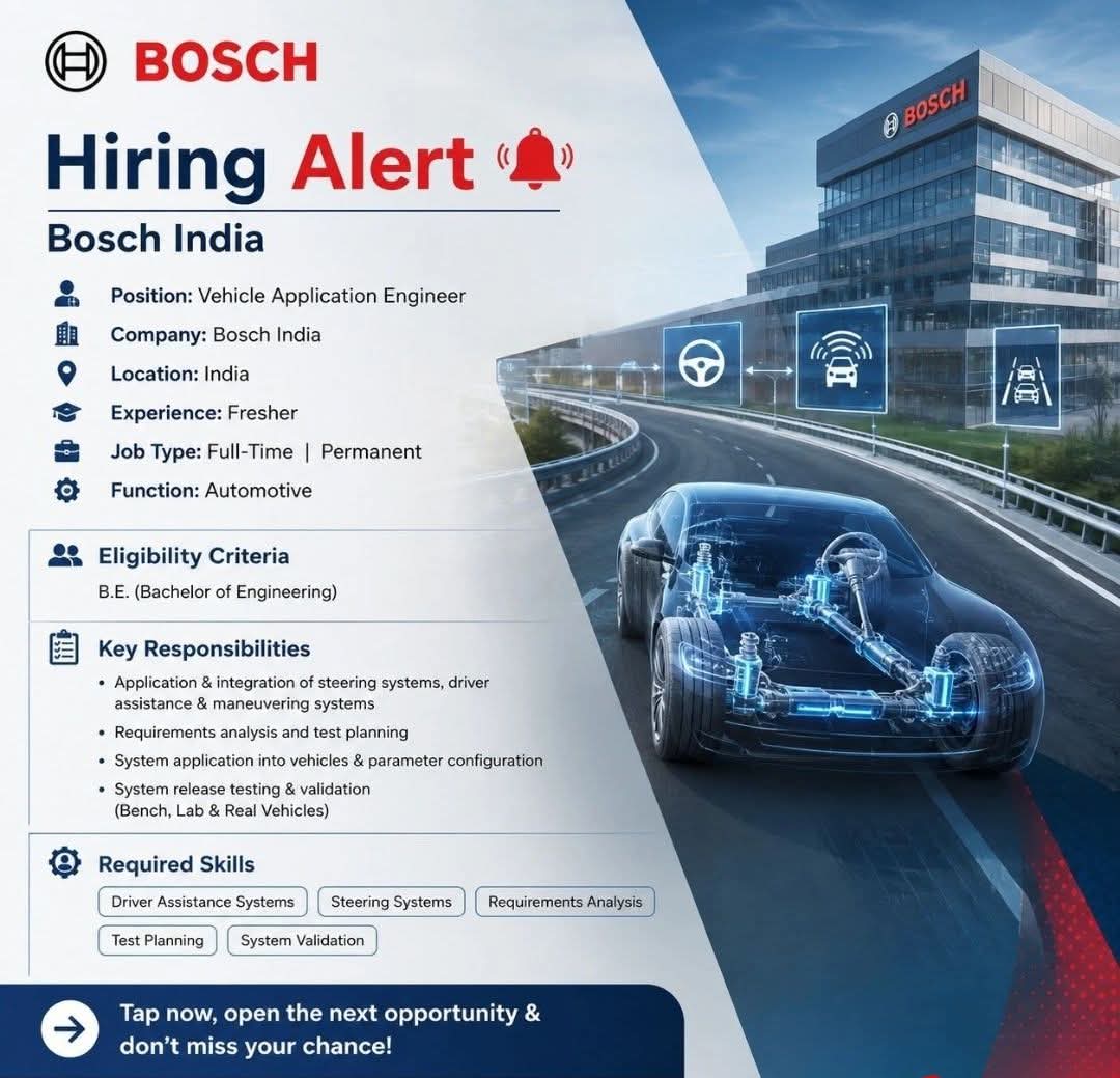 Hiring: Vehicle Application Engineer at Bosch India