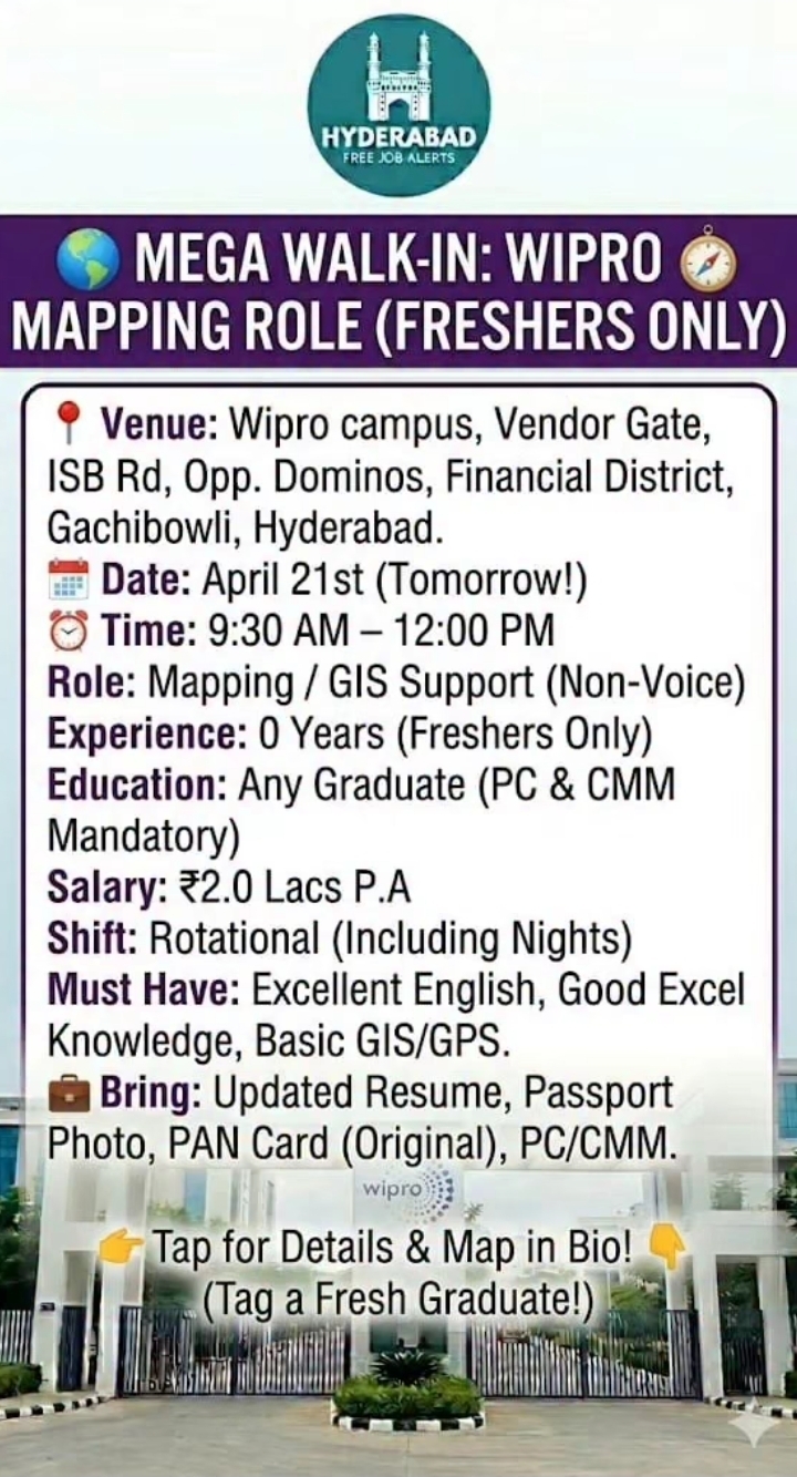Hiring Wipro Mapping & GIS Support