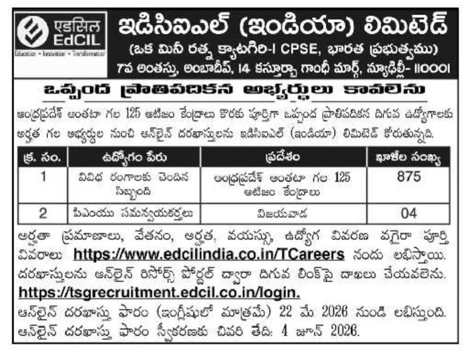 Job Opening: Various Contractual Positions at EdCIL (India) Limited