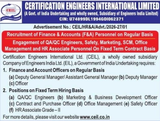 Job Opportunity: Engineering, Finance & Management Roles at Certification Engineers International Limited