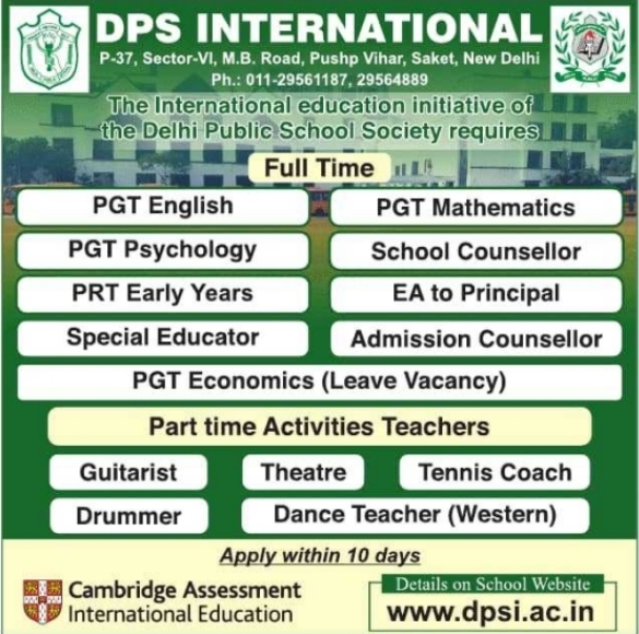 Job Opportunity: Faculty & Administrative Roles at DPS International