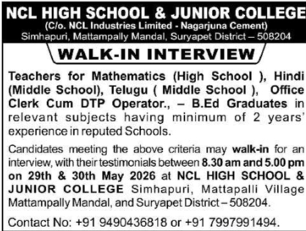 Job Opportunity: Teachers and Staff Wanted at NCL High School & Junior College