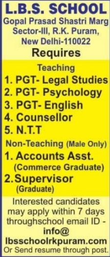 Job Opportunity: Teaching & Staff Wanted at L.B.S. School