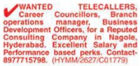 Job Opportunity: Telecallers & Managers in Nagole, Hyderabad