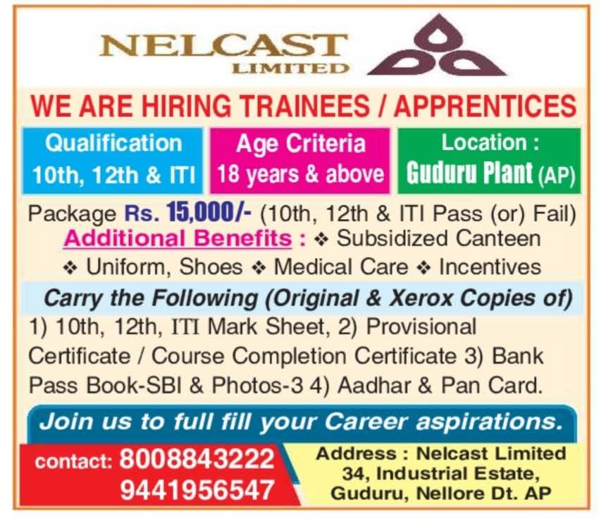 Job Opportunity: Trainees & Apprentices at Nelcast Limited