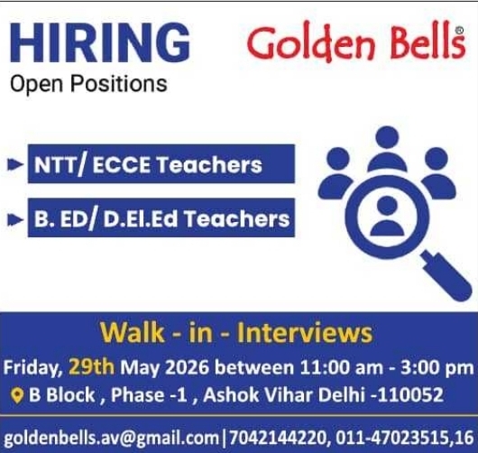 Job Opportunity: Walk-in Interviews for Teachers at Golden Bells