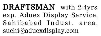 Job Vacancy for Experienced Draftsman at Aduex Display Service