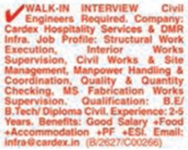 Job Vacancy: Walk-In for Civil Engineers