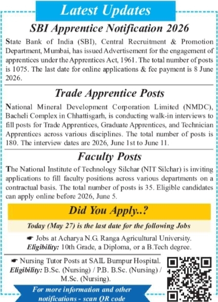 Latest Government Job Updates: SBI, NMDC & NIT Silchar Recruitment